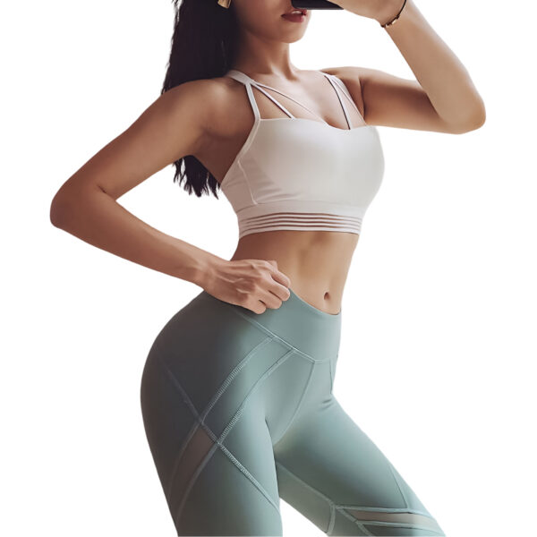 Full Length Elastic Waist Yoga Pants for Women GREEN front side