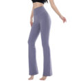 High-Waisted Yoga Pants Wide Leg grey closup