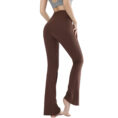 High-Waisted Yoga Pants Wide Leg BROWN CLOSEUP